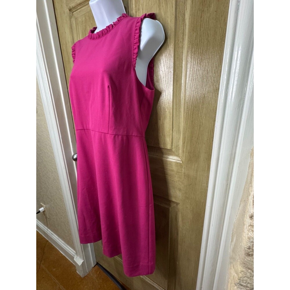 J Crew size 10 dress in pink Fuchsia lined Work Career Ruffle - Picture 4 of 10
